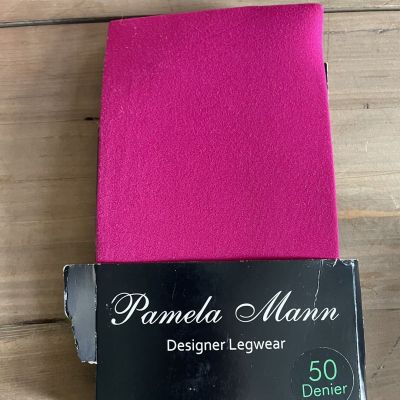 NEW Pamela Mann Designer Legwear 50 Denier Tights Pantyhose Cerise One Size