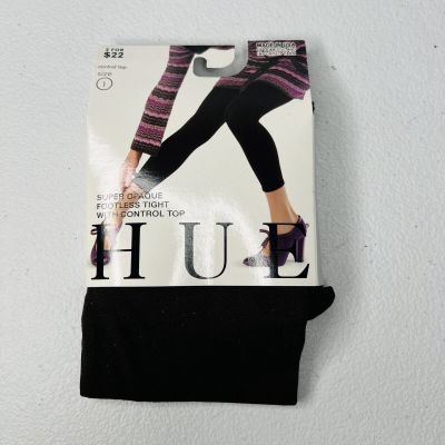 HUE Super Opaque Footless Tights w/Control Top Womens Size 1 New 1 Pair Espresso
