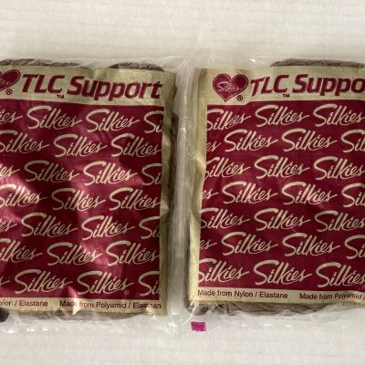 Silkies TLC Support Mocha Pantyhose Lot of 2 Pairs Sz Small - Total Leg Control