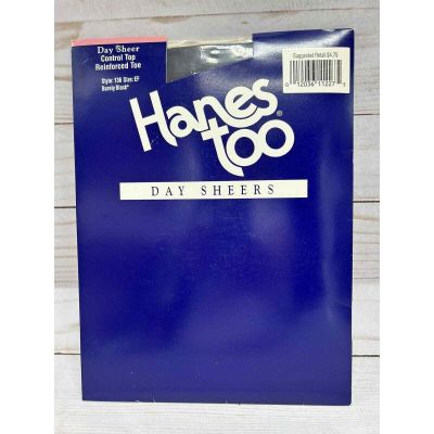 Vintage 1997 Hanes Too Day Sheers Pantyhose BARELY BLACK Reinforced Toe Size EF