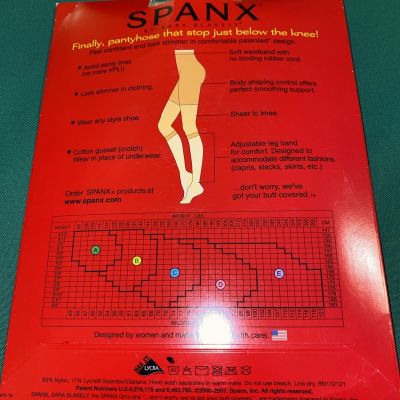 Spanx By Sara Blakely Footless Bodyshaping Pantyhose Control Top Size B Nude