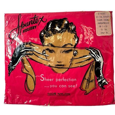 Rare NEW 1940s Vintage Spuntex Sheer Nylon Dark Seam Hosiery Garter Stockings