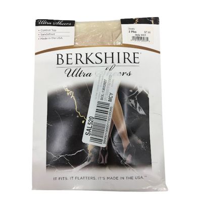 Berkshire Ultra Sheers Control Top Pantyhose Sz-2 Plus Sandalfoot Ivory Sty-4415