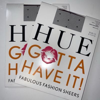 NIP 2 Pair HUE Gotta Have It! Control Top Pantyhose Tulle Dot Deep Burgundy Sz 1