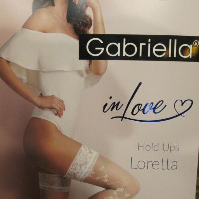 Gabriella Loretta lace band floral hold up stockings wedding time 2 sizes white