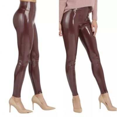 SPANX Faux Patent Leather Liquid Gloss Leggings Ruby Size Medium