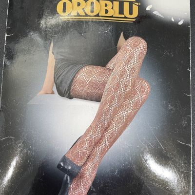 Oroblu 1890 Women's Mila Diamond Fishnet Safari Tights Beige Size L/XL  5017
