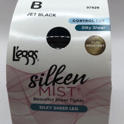 Leggs Womens Silken Mist Ultra Sheer With Run Resist Technology Size B Jet Black