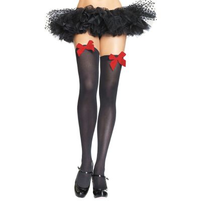 Thigh High Stockings with Satin Bows Adult Womens Sexy Hosiery