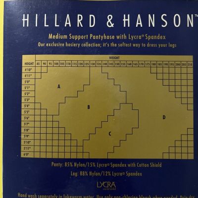 Hilliard Hanson Medium Support Pantyhose Navy Size B Control Top Reinforced Toe