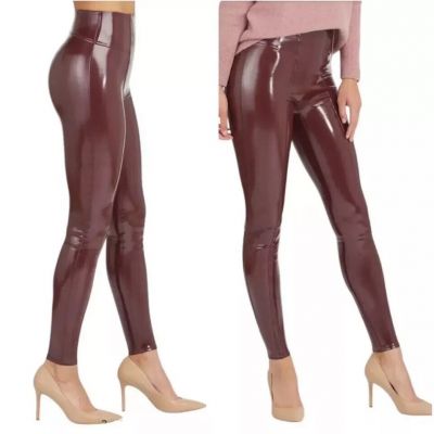 SPANX Size Small Faux Patent Leather Liquid Gloss Leggings Ruby NWT 20301R