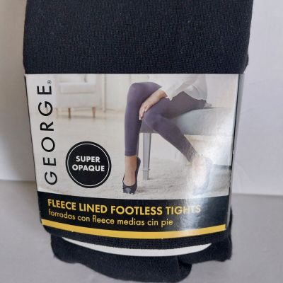 George Fleece Lined Footless Tights - Black Size 4 Super Opaque