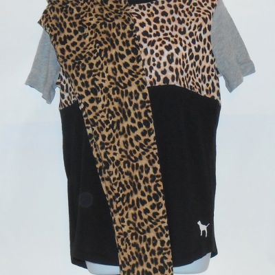 Victoria's Secret Pink Leopard Fashion Leggings + Short Sleeve Leopard T-Shirt S