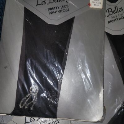 Lot Of 9 Les Belles Jambes Rhinestones Bedazzled Black Sz Small New Pantyhose