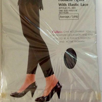 Footless Tights with Elastic Lace Average/Long Gray Galleria New in Package