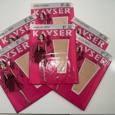 VINTAGE Kayser Hosiery Seamless Mesh-Clear Beige Sz10.5 X 6 *NEW