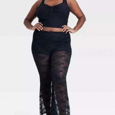 Wild Fable NEW?Women's Sheer Lace Flare Pant size XL~BLACK