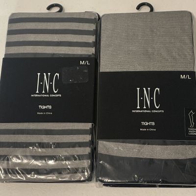 INC International Concepts Opaque Tights Size M/L Black (2 Pair)