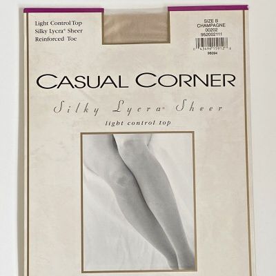 Casual Corner Silky Lycra Sheer Light Control Top Pantyhose Size B Champagne