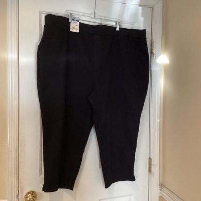 Terra & Sky Plus Size 4X, 20W -30W Black Pull-On Capri Jeggings 23” Inseam