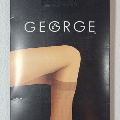 George Silky Sheer Knee High One Size Comfort Top Sandalfoot Black Vintage 2003