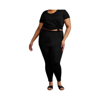 Hours Skirted Yoga Leggings in Black Rayon Spandex Plus Womans Size M Athletic