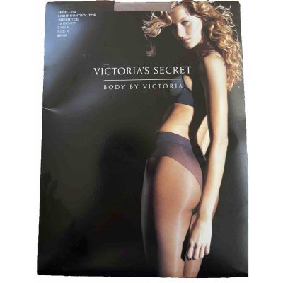Victoria's Secret Body By Victoria High Leg Control Top Pantyhose SABLE Sz A NEW