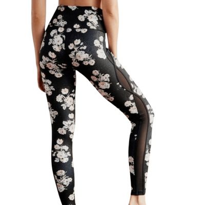Free People Movement Liza Black Floral Workout Leggings Size Small
