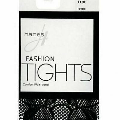 Hanes HPT019 Black Lace Fashion Tights Size Small