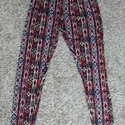 No Boundaries Women's Black Red Geometric Fashion Leggings Size L 11-13