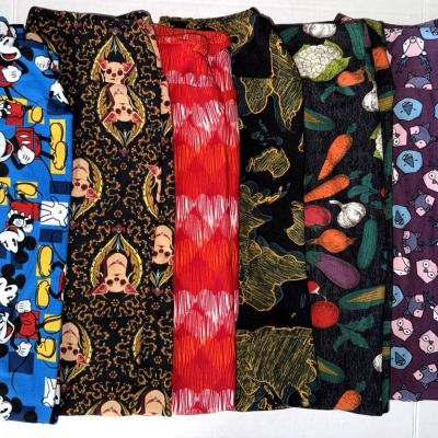 Lot of 7 LuLaRoe Leggings Multicolor Yoga Workout Women's One Size Mixed Prints