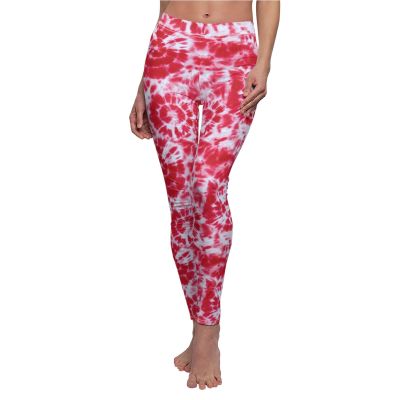 Red Tie Dye Casual Women's Leggings Workout Clothes Flexible Fit Pants Spandex
