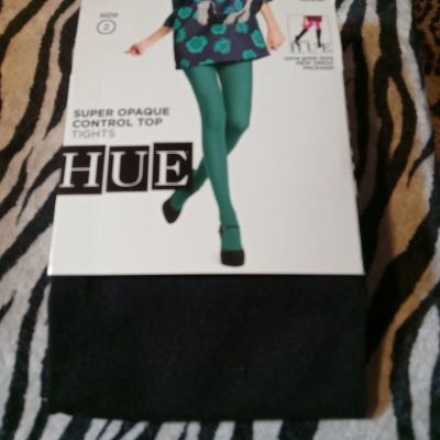 Hue Super Opaque Tights With Control Top Size 2 Black  New