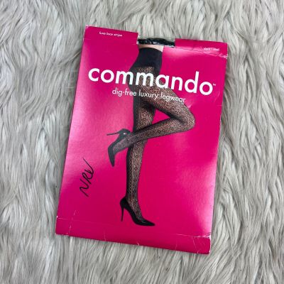 NEW - Commando Women's S Black Luxe Lace Stripe Dig Free Tights