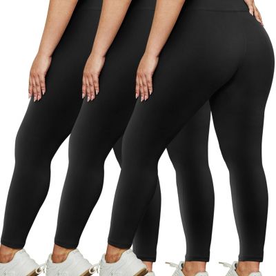 3 Pack plus Size Leggings for Women (X-Large - 4X) - High Waist Soft Pants