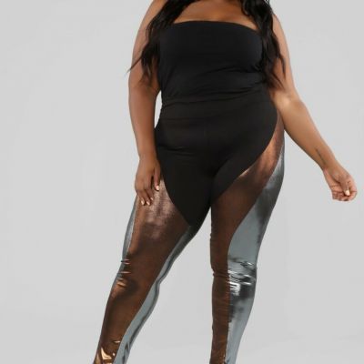 NWT Fashion Nova Blockin' Haters Leggings - Bronze Plus Size 1x