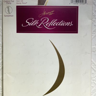 Hanes Silk Reflections Pantyhose Silky Sheer Size CD Barely There Sandalfoot