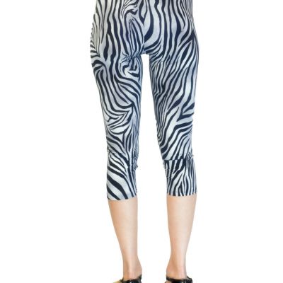 Vivian's Fashions Capri Leggings - Zebra Tight (Junior and Junior Plus Sizes)
