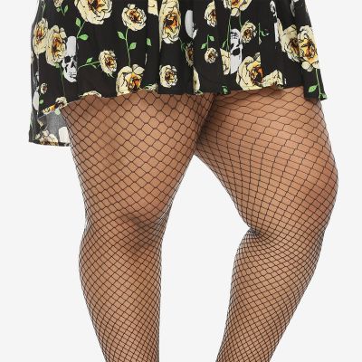 FASHION PLUS SIZE BLACK MEDIUM FISHNET FOOTED  TIGHTS 1X/2X COLLANT COUTURE