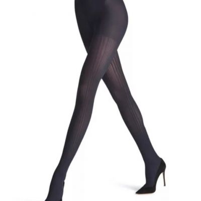 New Women's FALKE 40669 Marine Fashion Prime Ribbed Tights 60 DEN Size M