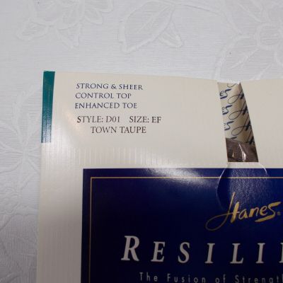 Hanes Resilience control top pantyhose size EF, style D01, town taupe