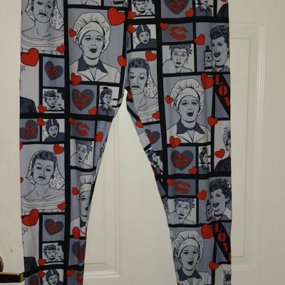 I Love Lucy Women's Custom leggings W/ Wide Waistband Sz Extra Plus ( 3x-5x)