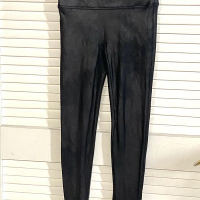 SPANX Small Shiny Black Leggings Pants Faux Leather Look Inseam 28” Women EUC