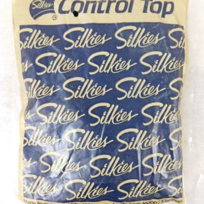 Silkies  Control Top Jet Black size L Pantyhose USA Made 070308