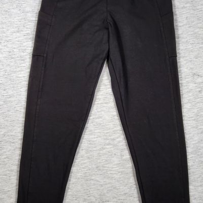 Leggings with Pockets High Waisted Workout Yoga Pants Womens Size XL Black
