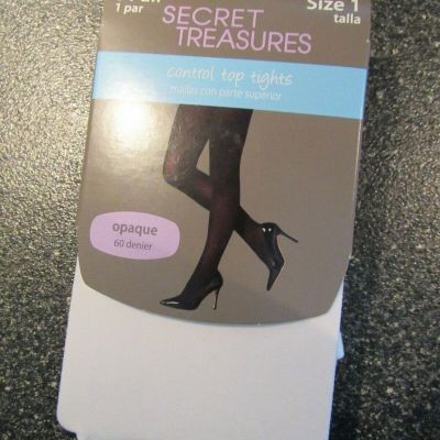 New Secret Treasures Control Top Tights Size 1 White Opaque 60 DEN 1 Pair