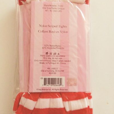 Leg Avenue Nylon Striped Tights Stockings Red White One Size Halloween Christmas