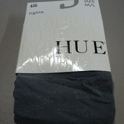 NWT Women's Hue Mesh Lace Control Top Tights Size M/L Steel #246T