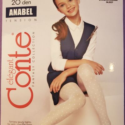 Conte Fantasy Tights For Girls* Anabel Hearts Polka Dots*Bianco/104-110 cm/4yr