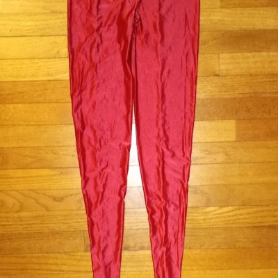 Yizyif Women's Glossy Shiny Spandex Footed Leggings Maroon M